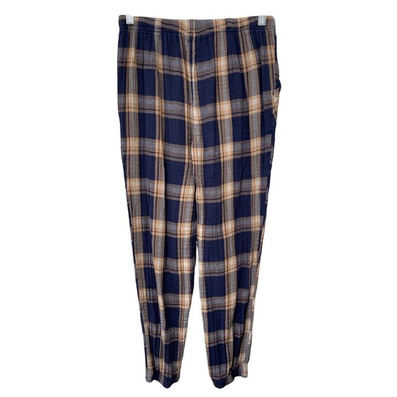 Aerie Jogger Size Small Soft Plaid Gauze Pajama Woven Jogger Pants Cotton Blue - Picture 3 of 8